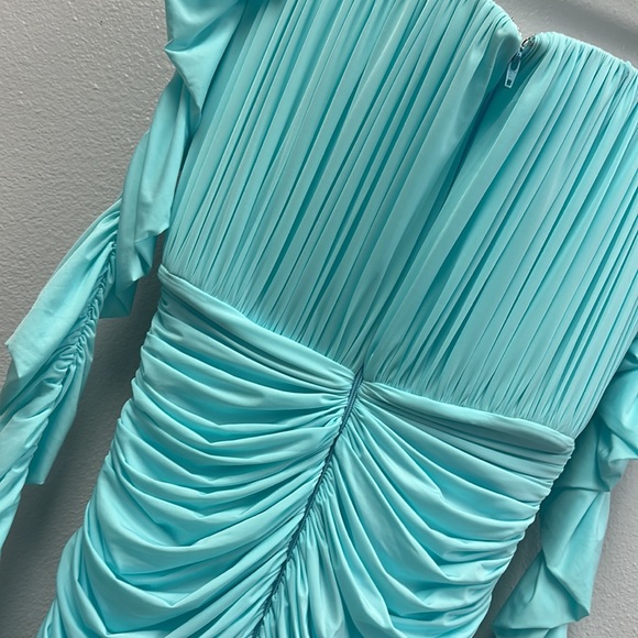 Prescott Gloved Ruched Mesh Midi Dress - Picture 8 of 9